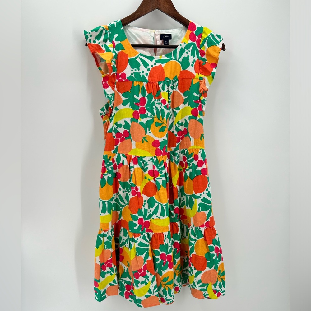 J. Crew Tropical Fruits Linen Blend Dress, size 6